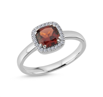 14 kt hvidguld Grace ring med Granat og i alt 0,12 ct diamanter Wesselton SI