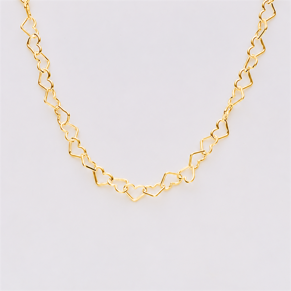 Guld & Sølv Design forgyldt sølv ankelkæde med hjerter 27 cm
