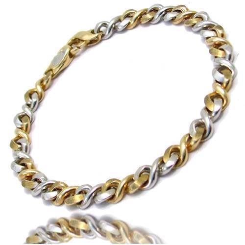 Image of 14 karat Italiensk armbånd i rød- og hvidguld, 19 cm