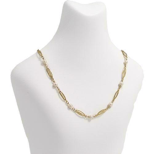 Image of Elegant 8 karat guld halskæde med hvide perler, 42 cm