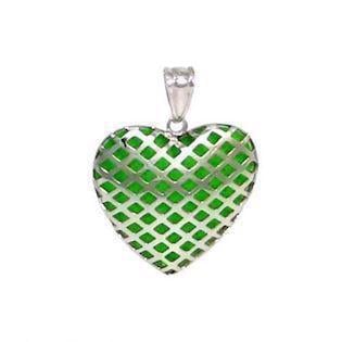 Grønt selvlysende sølv hjerte vedhæng