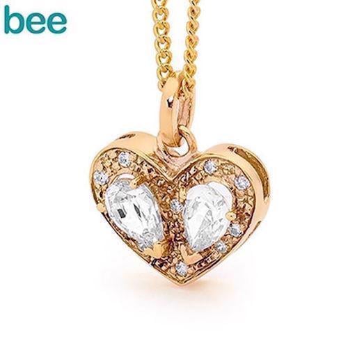 Image of Bee Jewelry Sparkling Heart 9 karat vedhæng blank, model 65576-CZ