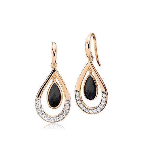 Image of Izabel Camille Elegance sterling sølv Øreringe rosa forgyldt, model A1438RGS-BlackOnyx