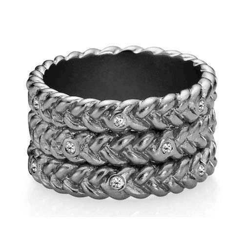 Love Braid-large, sort rhodineret sølv ring fra Izabel Camille