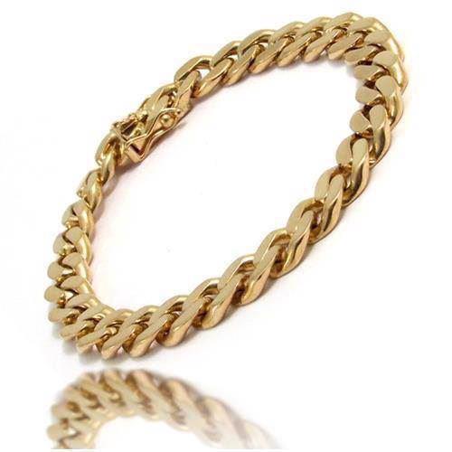 Image of 14 kt Panser Facet armbånd, 18½ cm og 6,8 mm