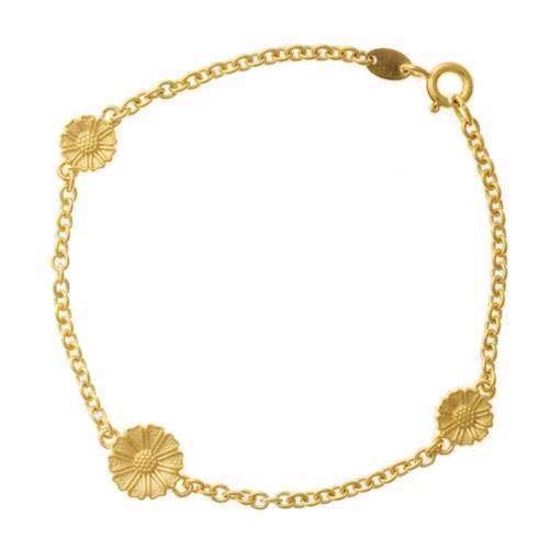 Image of Lund forgyldt Marguerit sølv armbånd med 3 blomster