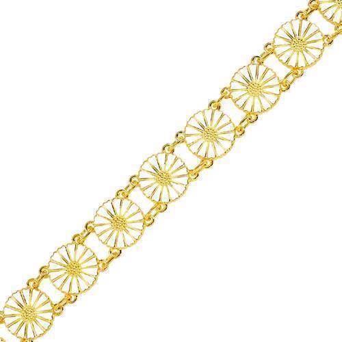 Image of Lund Marguerit armbånd i forgyldt sølv med hvid emaljeret 11,0 mm blomster