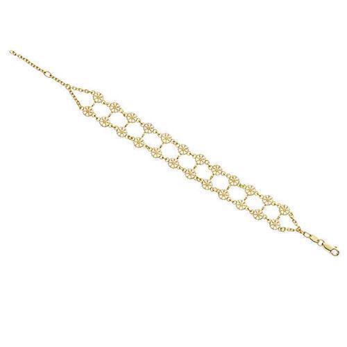 Image of Lund Marguerit armbånd i forgyldt sølv med hvid emaljeret blomster - 2 rækker á 5,0 mm, 17-19 cm