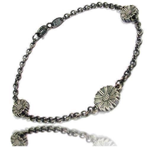 Image of Lund oxyderet Marguerit sølv armbånd med 3 blomster