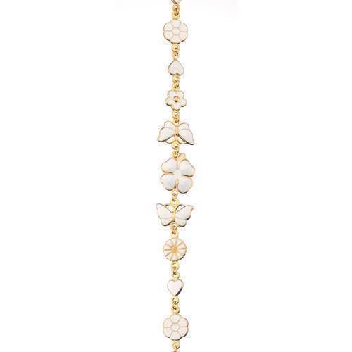 Image of Lund Marguerit 925 sterling sølv Armbånd forgyldt med hvid emalje, model 901616-H-F