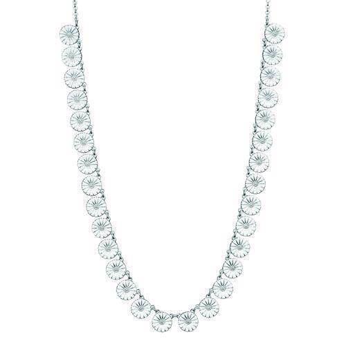 Image of Lund Marguerit Sterling sølv Collier blank med hvid emalje, model 902011-30-H