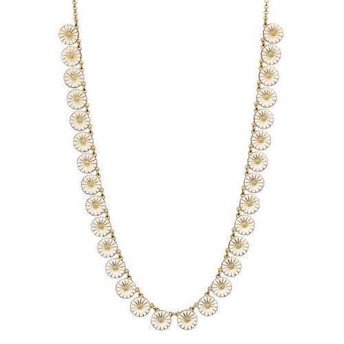 Image of Lund Marguerit 925 sterling sølv Collier forgyldt med hvid emalje, 30 stk 11 mm margueritter