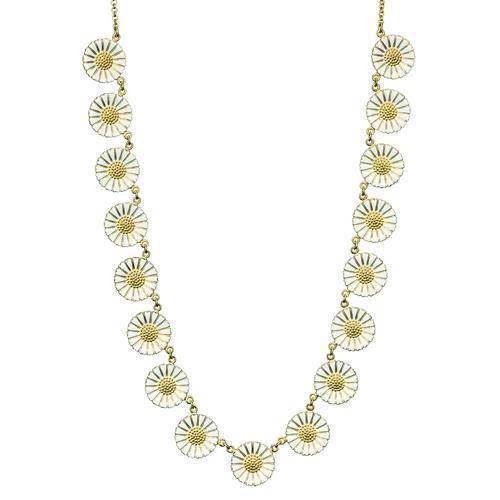 Image of Lund Marguerit 925 sterling sølv Collier forgyldt med hvid emalje, model 902018-17-M
