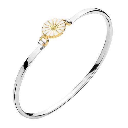 Image of 903011-M, Lund Marguerit armring i sterling sølv med forgyldt sølv med hvid emalje