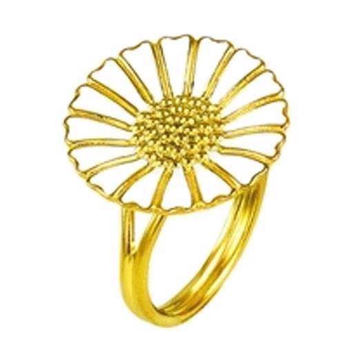 Image of 18 mm Marguerit fingerring i forgyldt 925 sølv m/ hvid emalje fra Lund Copenhagen