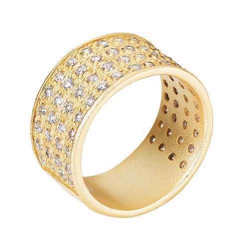 Image of Lund 925 Sterling sølv Fingerring mat forgyldt med zirkonia, model 907174-30-F