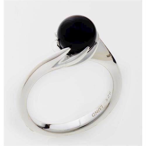 Image of Lund klo 925 sterling sølv fingerring blank - 7,0-7,5 mm sort onyx