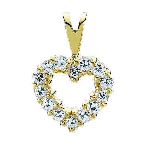 Image of Lund 925 Sterling sølv Hjerte vedhæng Forgyldt med zirkonia ,model 908231-30-F