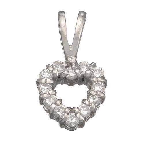 Image of Lund 925 Sterling sølv Hjerte vedhæng blank med zirkonia ,model 908231-30