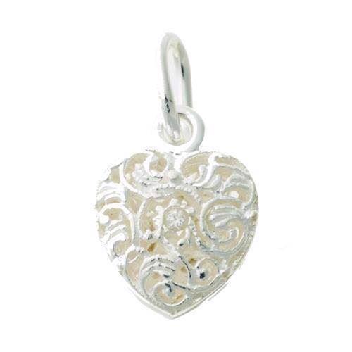 Image of Lund 925 Sterling sølv Hjertevedhæng Rustikt mønster ,model 908655-0,015