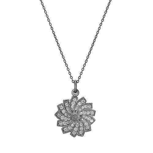 Image of Lund 925 Sterling sølv Collier sort rhodineret med zirkonia, model 9717745-30-RH
