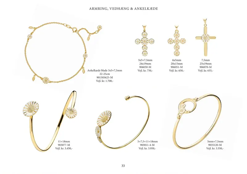 Lund Copenhagen Marguerit katalog 2026/27, side 33: Armring, vedhæng og ankelkæde