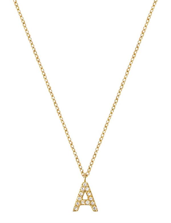 Mockberg Stone bogstav A forgyldt stål Halskæde