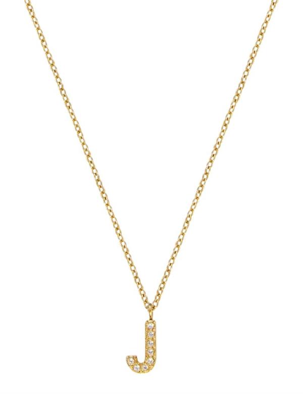 Mockberg Stone bogstav J forgyldt stål Halskæde
