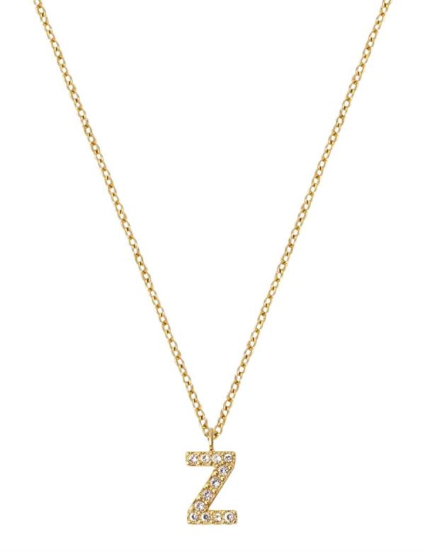 Mockberg Stone bogstav Z forgyldt stål Halskæde