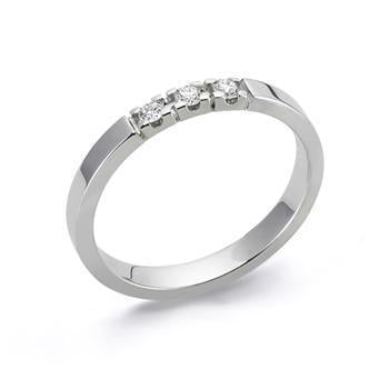 Nuran 9 kt hvidguld diamant alliance ring, fra Nuran Classic serien med 3 stk 0,02 ct diamanter Wesselton / SI