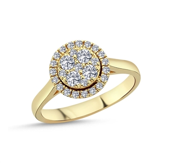 14 kt guld Posh ring med i alt 0,45 ct diamanter Wesselton SI