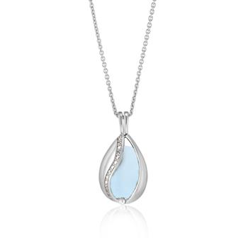 Blankt Smykke Æg med Aqua Calcedon, fra Blicher Fuglsang