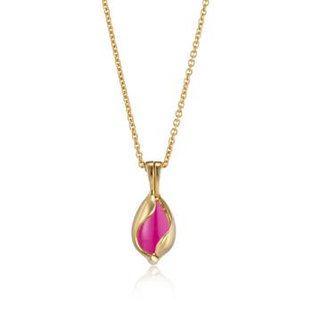 Lille blankt Smykke Æg med Pink Onyx, fra Blicher Fuglsang
