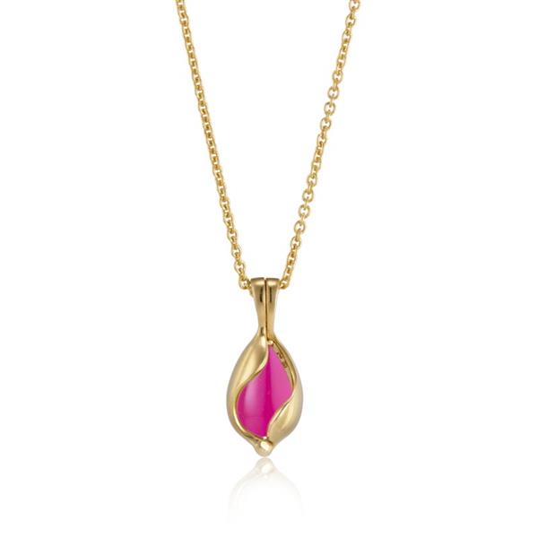 Lille blankt Smykke Æg med Pink Onyx, fra Blicher Fuglsang