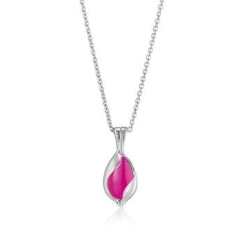 Lille blankt Smykke Æg med Pink Onyx, fra Blicher Fuglsang
