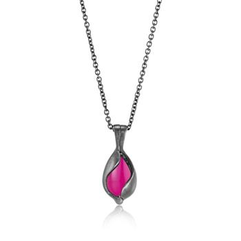 Lille oxideret Smykke Æg med Pink Onyx, fra Blicher Fuglsang