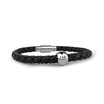 Mens armbånd sort med rund far charm 21 , fra Aagaard