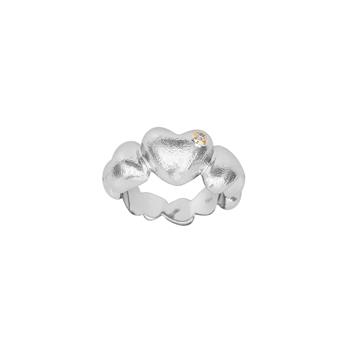 SHAPE Sølv rhod.Stor hjertering+0.015ct W/SI+14kt, fra Siersbøl Shape, str 54