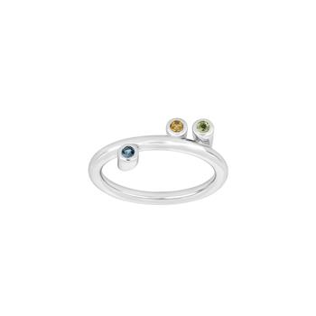 SHAPE Sølv rhod. ring peridot,citrin,London topaz, fra Siersbøl Shape