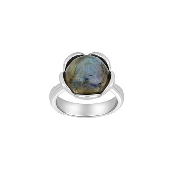 SHAPE Sølv rhod. ring Flower stor m/labradorit, fra Siersbøl Shape