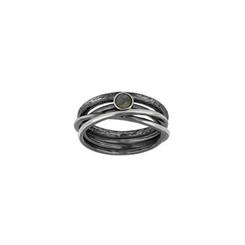 SHAPE Sølv + oxyd.m/labradorite ring str. 60, fra Siersbøl Shape