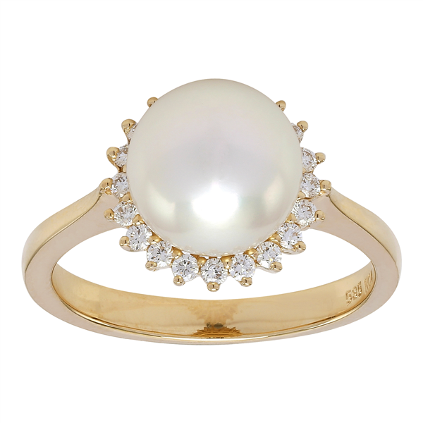 14kt. guld ring med 0,23ct. TW/SI og fvkp 9mm, fra Siersbøl