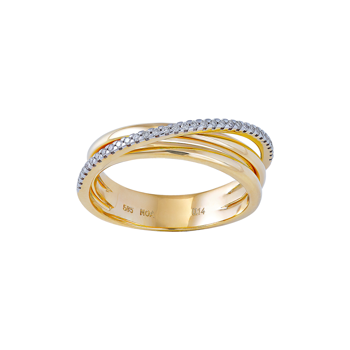 14 karat guldring med 0,14 ct W/SI diamanter, Siersbøl