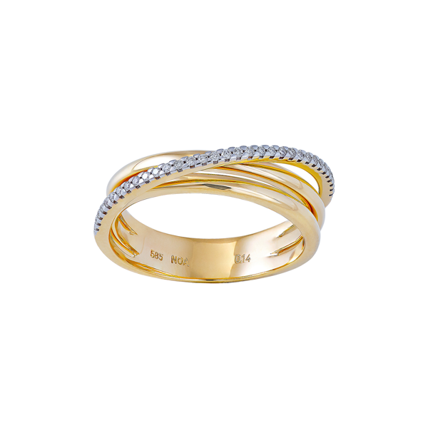14 karat guldring med 0,14 ct W/SI diamanter, Siersbøl