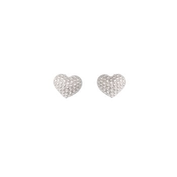 Ørestik sølv rhodineret hjerte kugler, fra L&G