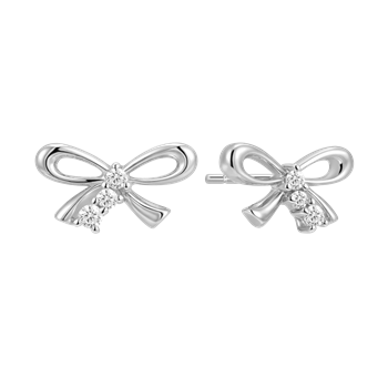 Sølv ørestikker formet som sløjfer med tre små sten og poleret overflade.