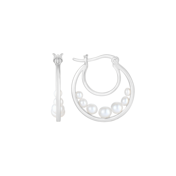 Sølv creol øreringe med perler fra Støvring Design