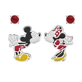 Sølv ørestikker af kyssende Minnie og Mickey fra Disney