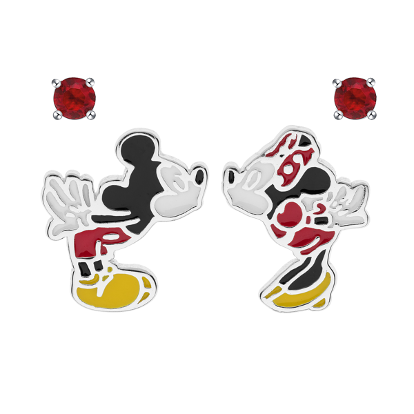 Sølv ørestikker af kyssende Minnie og Mickey fra Disney