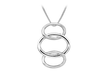 Vedhæng sølv rhodineret ovale cirkler med kæde, fra L&G